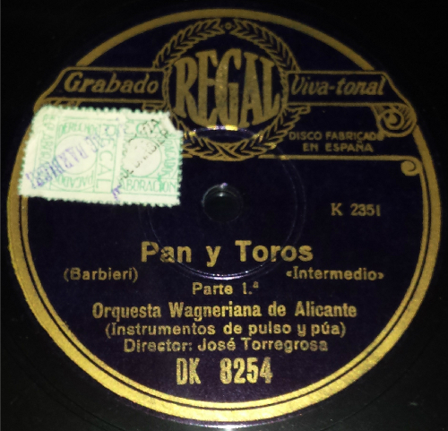 Disco de la selección de Pan y Toros de Barbieri, grabado por 'La Wagneriana'