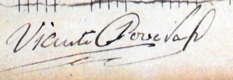 Firma del maestro Vicente Poveda