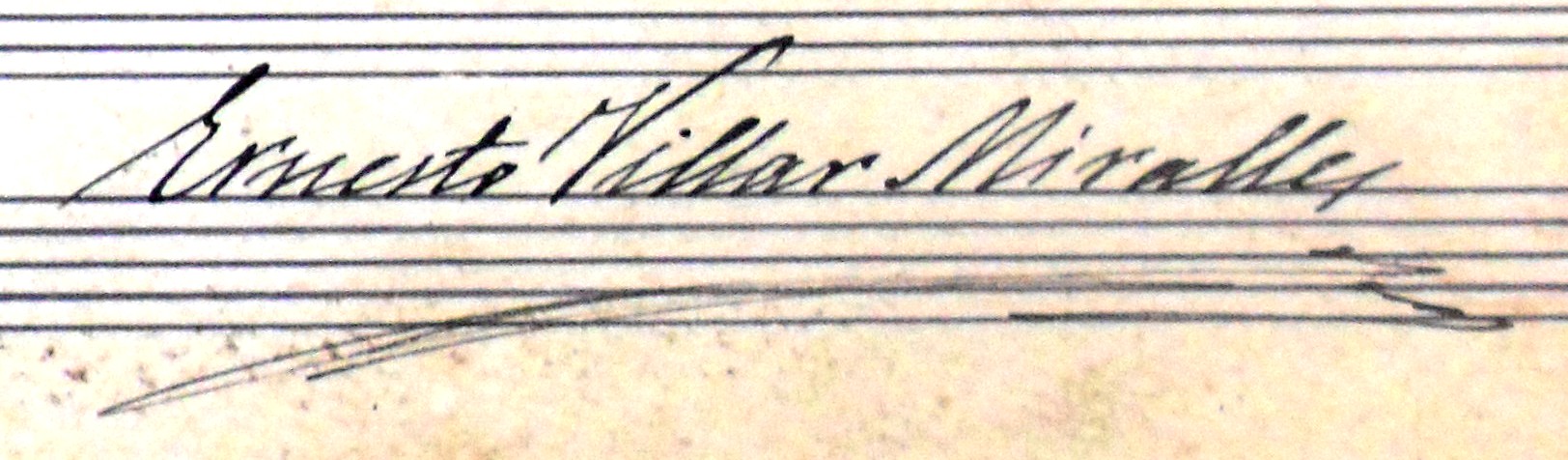 Firma del maestro Ernesto Villar